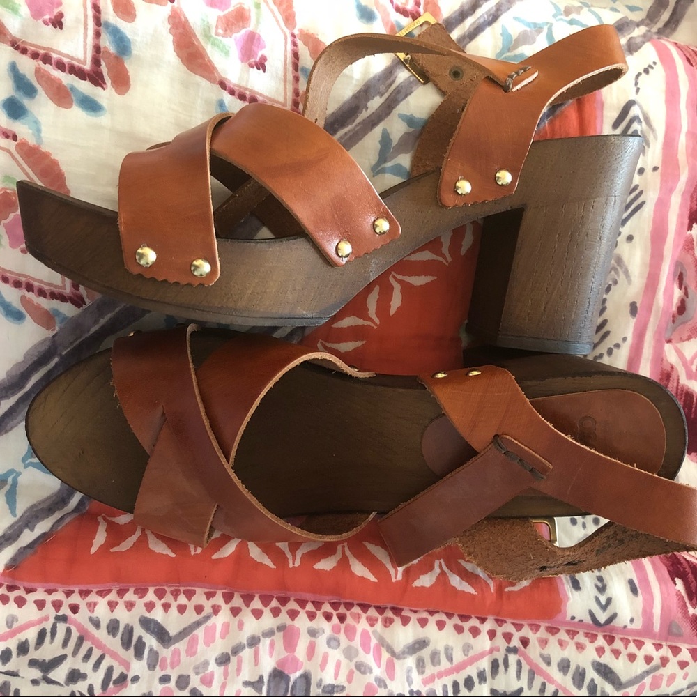 ASOS Wood / Leather Heel Sandals 9 / 40